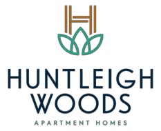 The image is a logo for Huntsley Woods Apartment Homes.